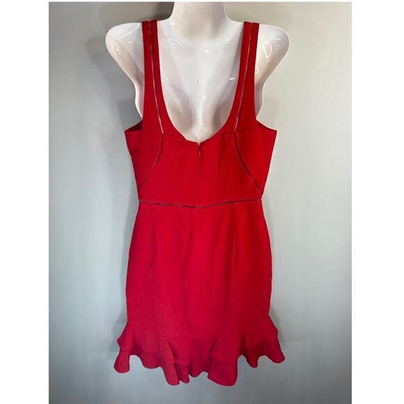 Jonathan Simkhai Crepe Combo Mini Ruffle Dress in Fire‎ Red Size 6 NWT - Picture 8 of 17
